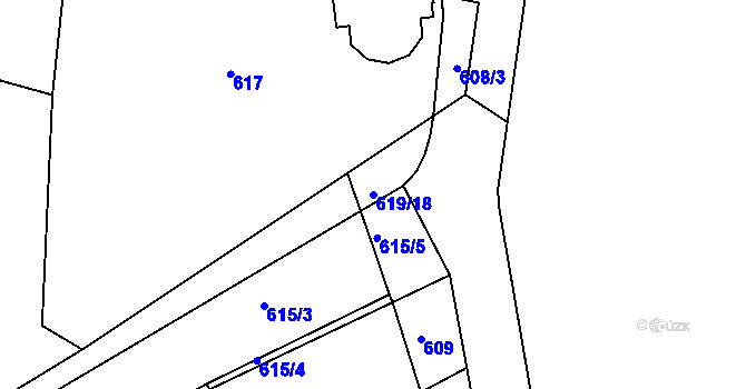 Parcela st. 619/18 v KÚ Buchlovice, Katastrální mapa