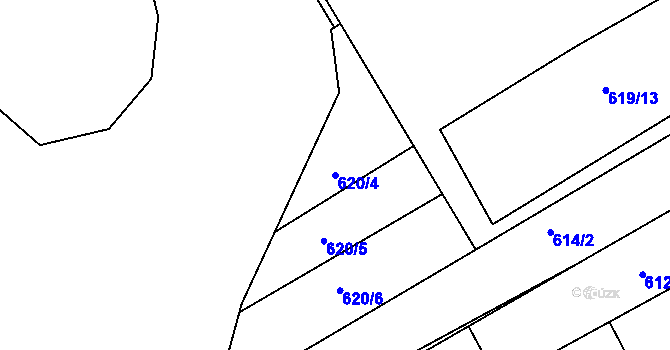 Parcela st. 620/4 v KÚ Buchlovice, Katastrální mapa