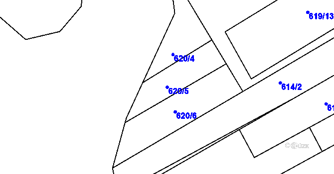 Parcela st. 620/5 v KÚ Buchlovice, Katastrální mapa