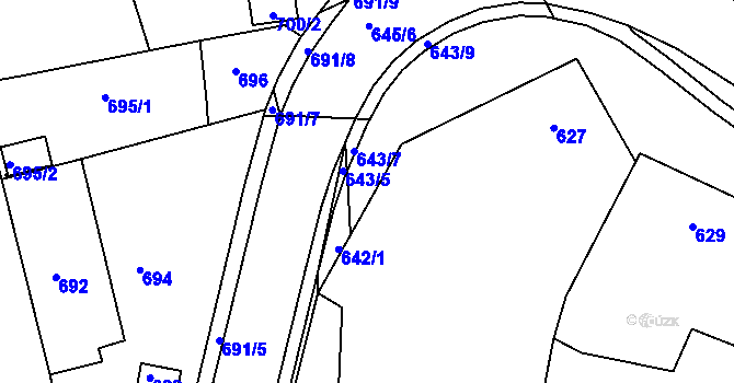 Parcela st. 642/2 v KÚ Buchlovice, Katastrální mapa