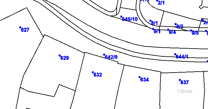 Parcela st. 642/9 v KÚ Buchlovice, Katastrální mapa