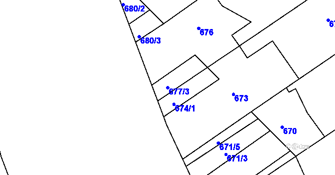 Parcela st. 677/3 v KÚ Buchlovice, Katastrální mapa