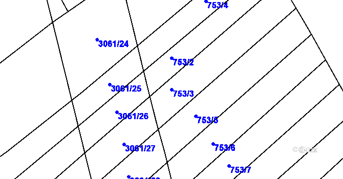 Parcela st. 753/3 v KÚ Buchlovice, Katastrální mapa
