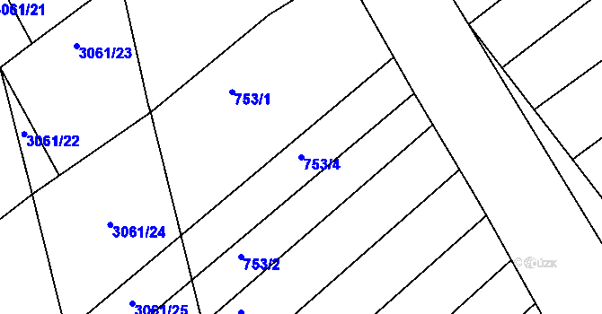 Parcela st. 753/4 v KÚ Buchlovice, Katastrální mapa