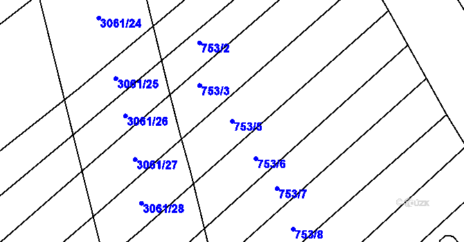 Parcela st. 753/5 v KÚ Buchlovice, Katastrální mapa