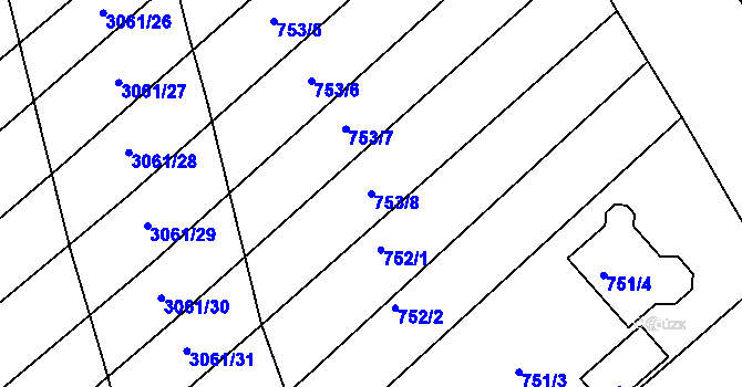 Parcela st. 753/8 v KÚ Buchlovice, Katastrální mapa