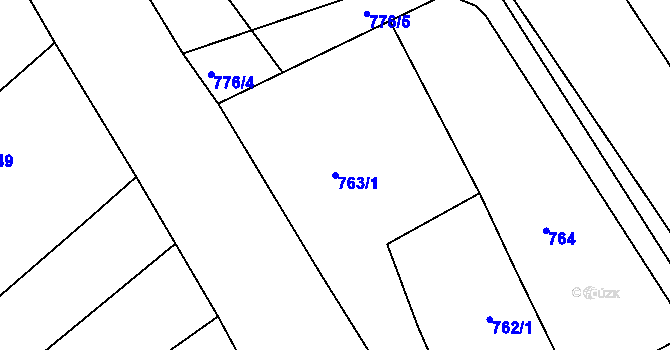 Parcela st. 763/1 v KÚ Buchlovice, Katastrální mapa
