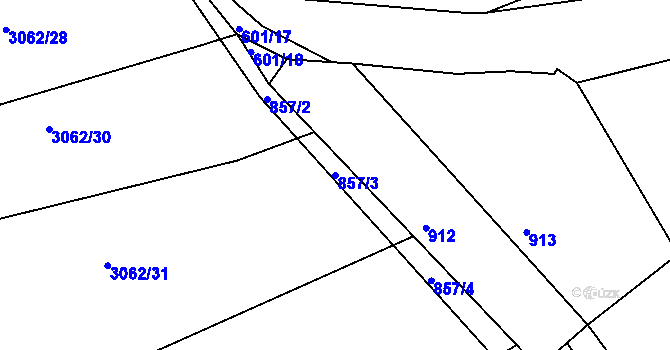 Parcela st. 857/3 v KÚ Buchlovice, Katastrální mapa