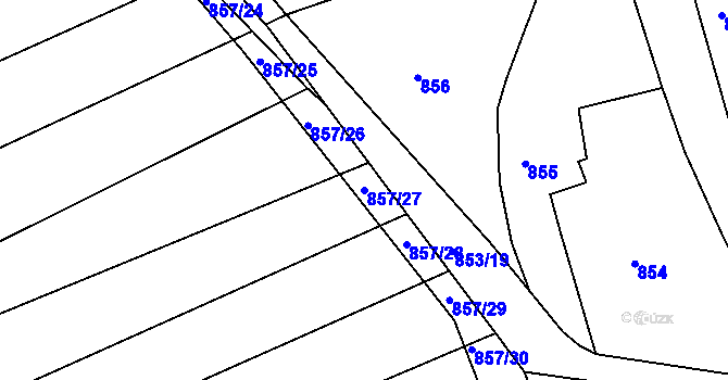 Parcela st. 857/27 v KÚ Buchlovice, Katastrální mapa