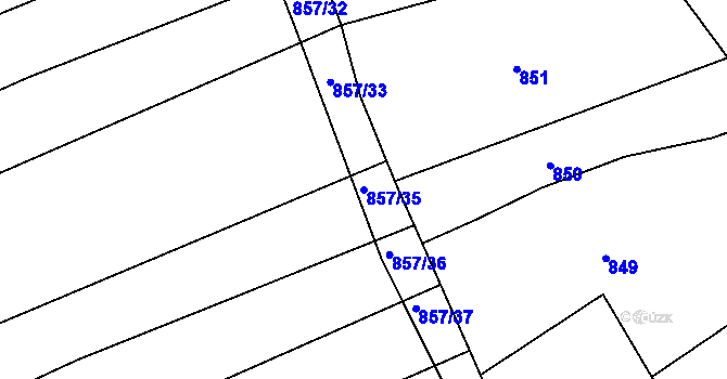 Parcela st. 857/35 v KÚ Buchlovice, Katastrální mapa