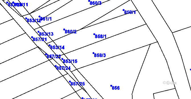 Parcela st. 858/2 v KÚ Buchlovice, Katastrální mapa