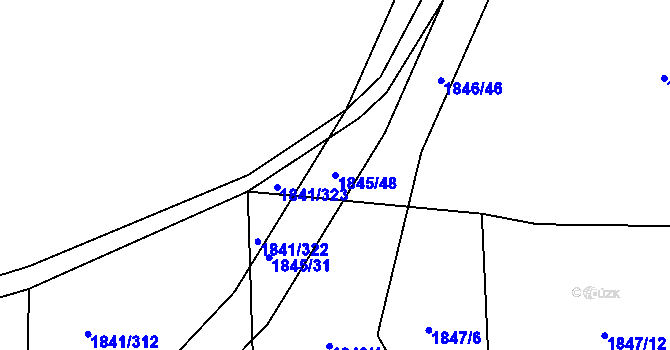 Parcela st. 1845/48 v KÚ Buchlovice, Katastrální mapa