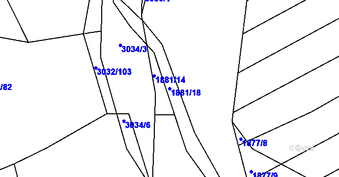Parcela st. 1881/18 v KÚ Buchlovice, Katastrální mapa