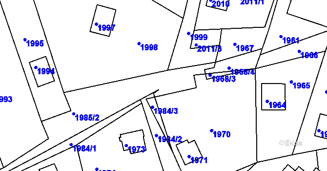 Parcela st. 1969/1 v KÚ Buchlovice, Katastrální mapa