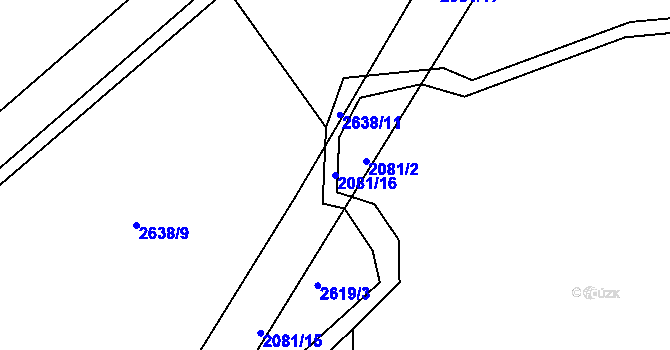Parcela st. 2081/16 v KÚ Buchlovice, Katastrální mapa