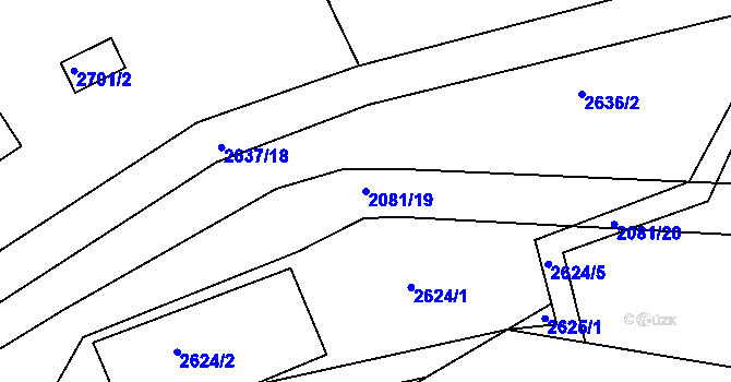 Parcela st. 2081/19 v KÚ Buchlovice, Katastrální mapa