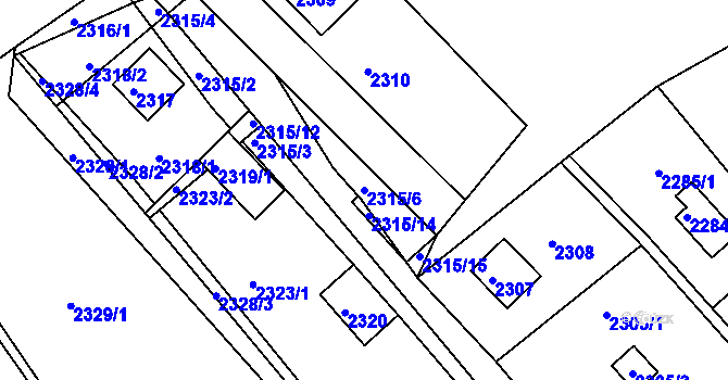 Parcela st. 2315/6 v KÚ Buchlovice, Katastrální mapa