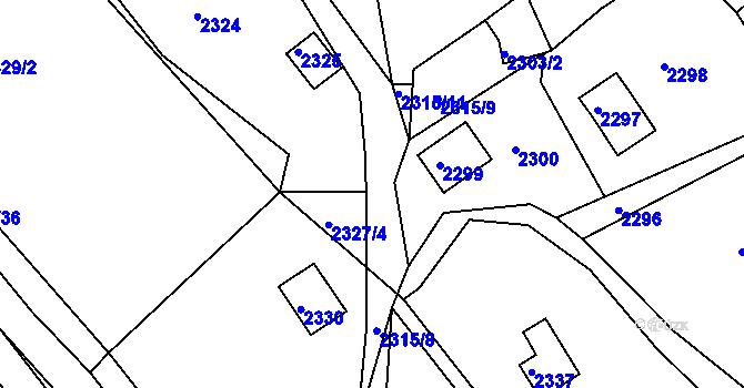 Parcela st. 2315/7 v KÚ Buchlovice, Katastrální mapa