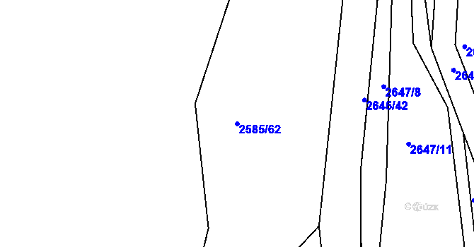 Parcela st. 2585/62 v KÚ Buchlovice, Katastrální mapa