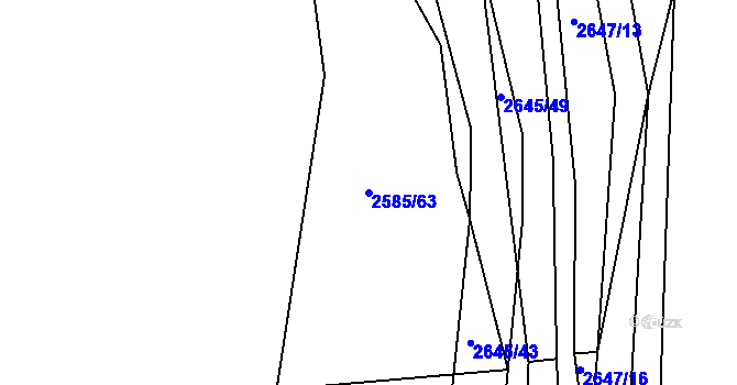Parcela st. 2585/63 v KÚ Buchlovice, Katastrální mapa