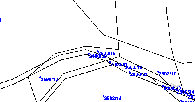 Parcela st. 2603/16 v KÚ Buchlovice, Katastrální mapa