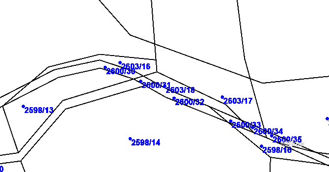 Parcela st. 2603/18 v KÚ Buchlovice, Katastrální mapa