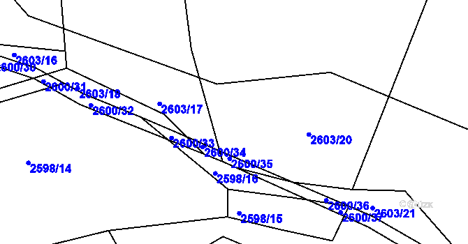 Parcela st. 2603/19 v KÚ Buchlovice, Katastrální mapa