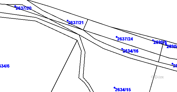 Parcela st. 2634/10 v KÚ Buchlovice, Katastrální mapa