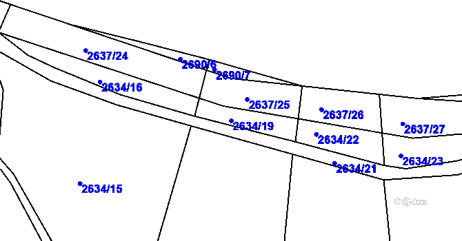 Parcela st. 2634/19 v KÚ Buchlovice, Katastrální mapa