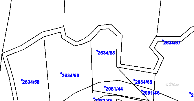 Parcela st. 2634/63 v KÚ Buchlovice, Katastrální mapa