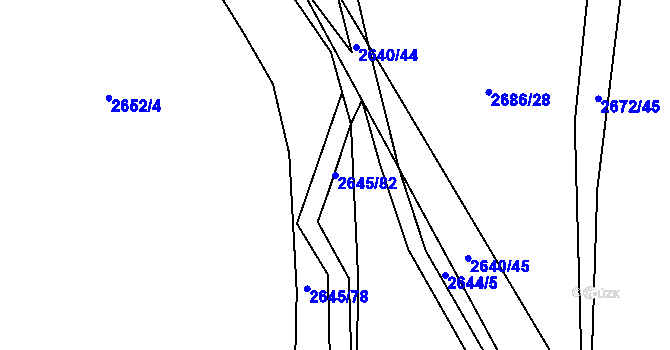 Parcela st. 2645/82 v KÚ Buchlovice, Katastrální mapa