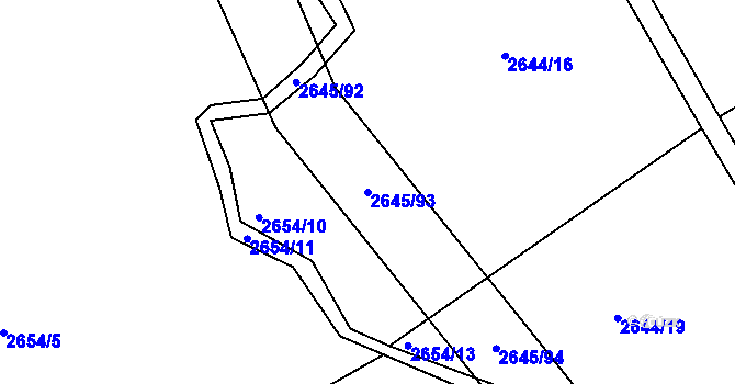 Parcela st. 2645/93 v KÚ Buchlovice, Katastrální mapa