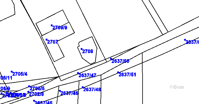 Parcela st. 2714/92 v KÚ Buchlovice, Katastrální mapa