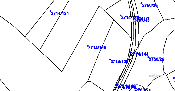 Parcela st. 2714/135 v KÚ Buchlovice, Katastrální mapa
