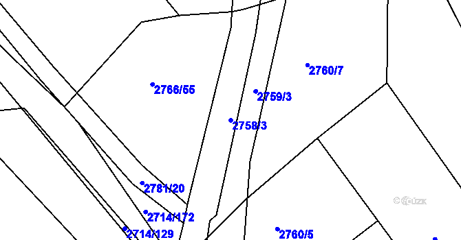 Parcela st. 2758/3 v KÚ Buchlovice, Katastrální mapa