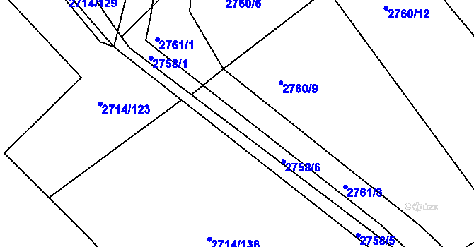 Parcela st. 2758/4 v KÚ Buchlovice, Katastrální mapa