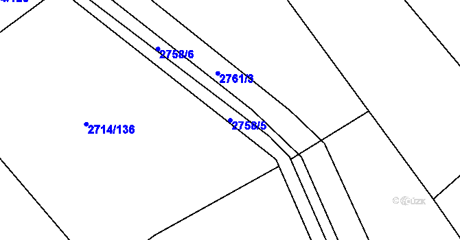 Parcela st. 2758/5 v KÚ Buchlovice, Katastrální mapa