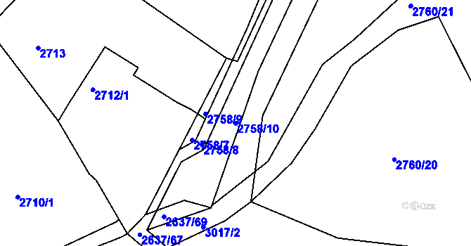 Parcela st. 2758/10 v KÚ Buchlovice, Katastrální mapa