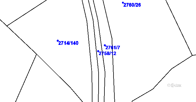 Parcela st. 2758/12 v KÚ Buchlovice, Katastrální mapa