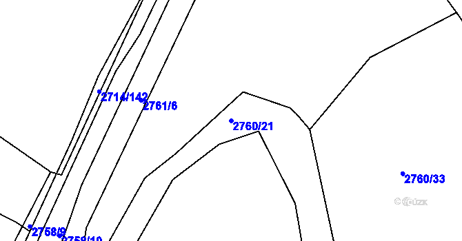 Parcela st. 2760/21 v KÚ Buchlovice, Katastrální mapa