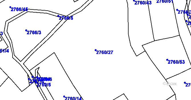 Parcela st. 2760/27 v KÚ Buchlovice, Katastrální mapa