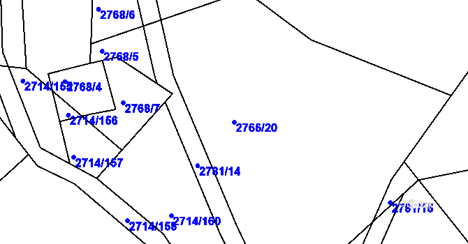 Parcela st. 2766/20 v KÚ Buchlovice, Katastrální mapa