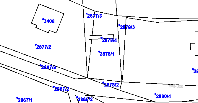 Parcela st. 2878/1 v KÚ Buchlovice, Katastrální mapa