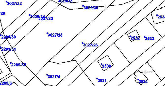 Parcela st. 3027/26 v KÚ Buchlovice, Katastrální mapa