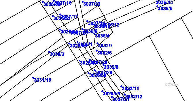 Parcela st. 3032/6 v KÚ Buchlovice, Katastrální mapa