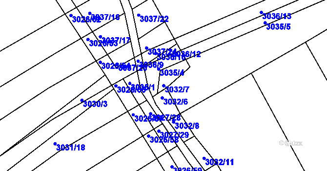 Parcela st. 3032/7 v KÚ Buchlovice, Katastrální mapa