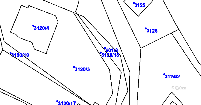 Parcela st. 3120/15 v KÚ Buchlovice, Katastrální mapa