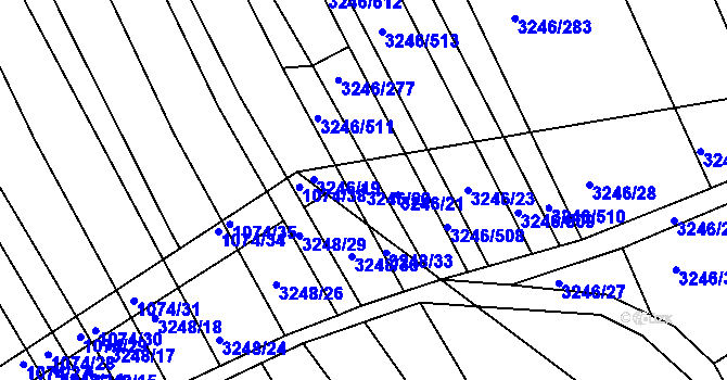 Parcela st. 3246/20 v KÚ Buchlovice, Katastrální mapa