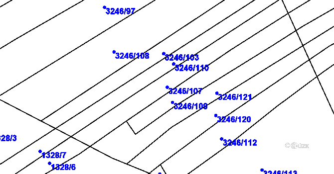 Parcela st. 3246/107 v KÚ Buchlovice, Katastrální mapa
