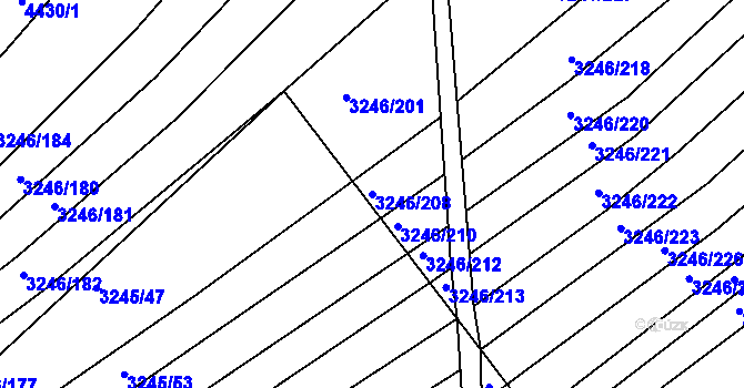 Parcela st. 3246/208 v KÚ Buchlovice, Katastrální mapa